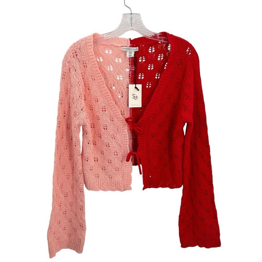 NWT SINCERELY JULES Soft GirlCozy Feminine Red Pink Crochet Size Medium